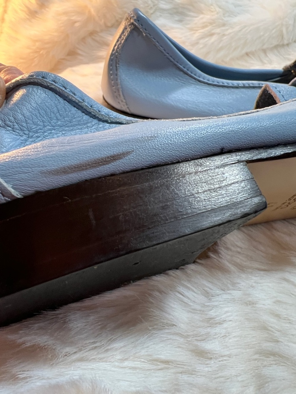 Italian Leather Penny Loafers in Light Blue - Picture 6 of 11